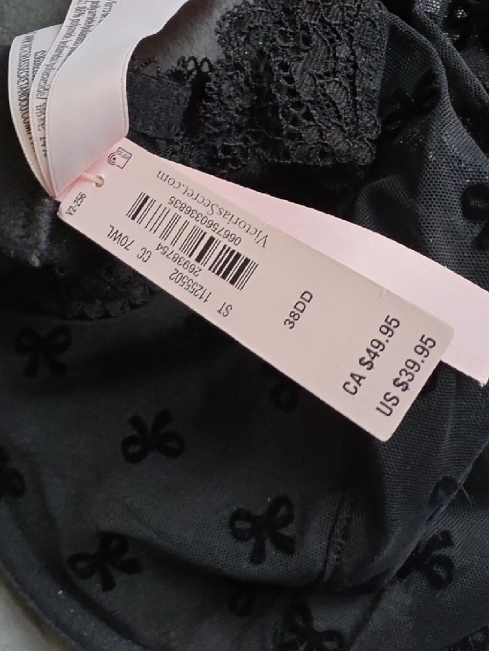Victoria's Secret Black Lace Underwire Bra with Bow Motif - Picture 4 of 5
